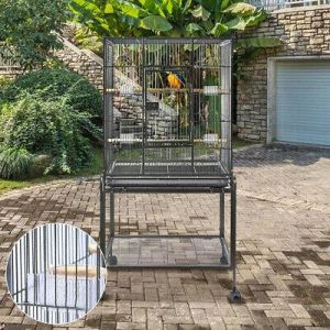 easystore ציוד לתוכים   136cm Large Metal Bird Cage With Stand Parrot Budgie Canary Cockatiel Aviary UK