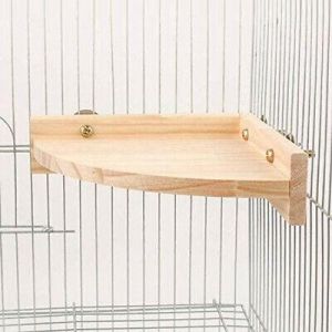 Parakeet Bird Perch Stand Platform Cage Accessories Gerbil For Parrot Wooden JH