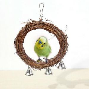 easystore ציוד לתוכים   bird parrot rattan swing ring hanging pet parakeet budgie cockatiel cage toy _ex